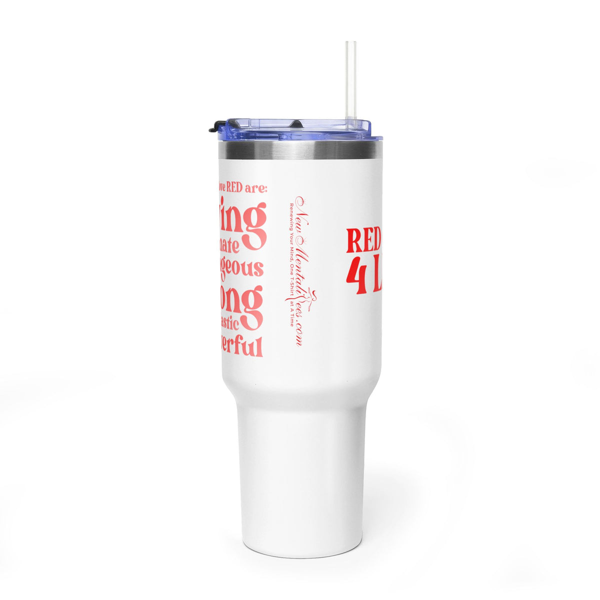 Red Girl 4 Life 40 oz White Tumbler - Cute, Red, Positive, Affirmation, Inspirational, Double Sided, Insulated Tumbler