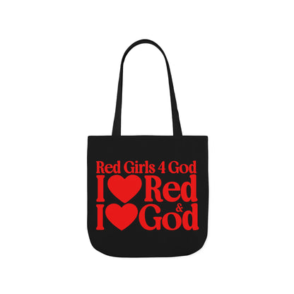 Black Contrast Red Girls 4 God Tote Bag - You are Loving, Passionate, Courageous, Confident, Strong, Enthusiastic, and Powerful!