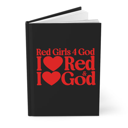 Red Girls for God Black Hardcover Journal – Double-Sided Inspirational Notebook | Matte Hardcover | 150 Lined Pages | Gift for Women & Girls