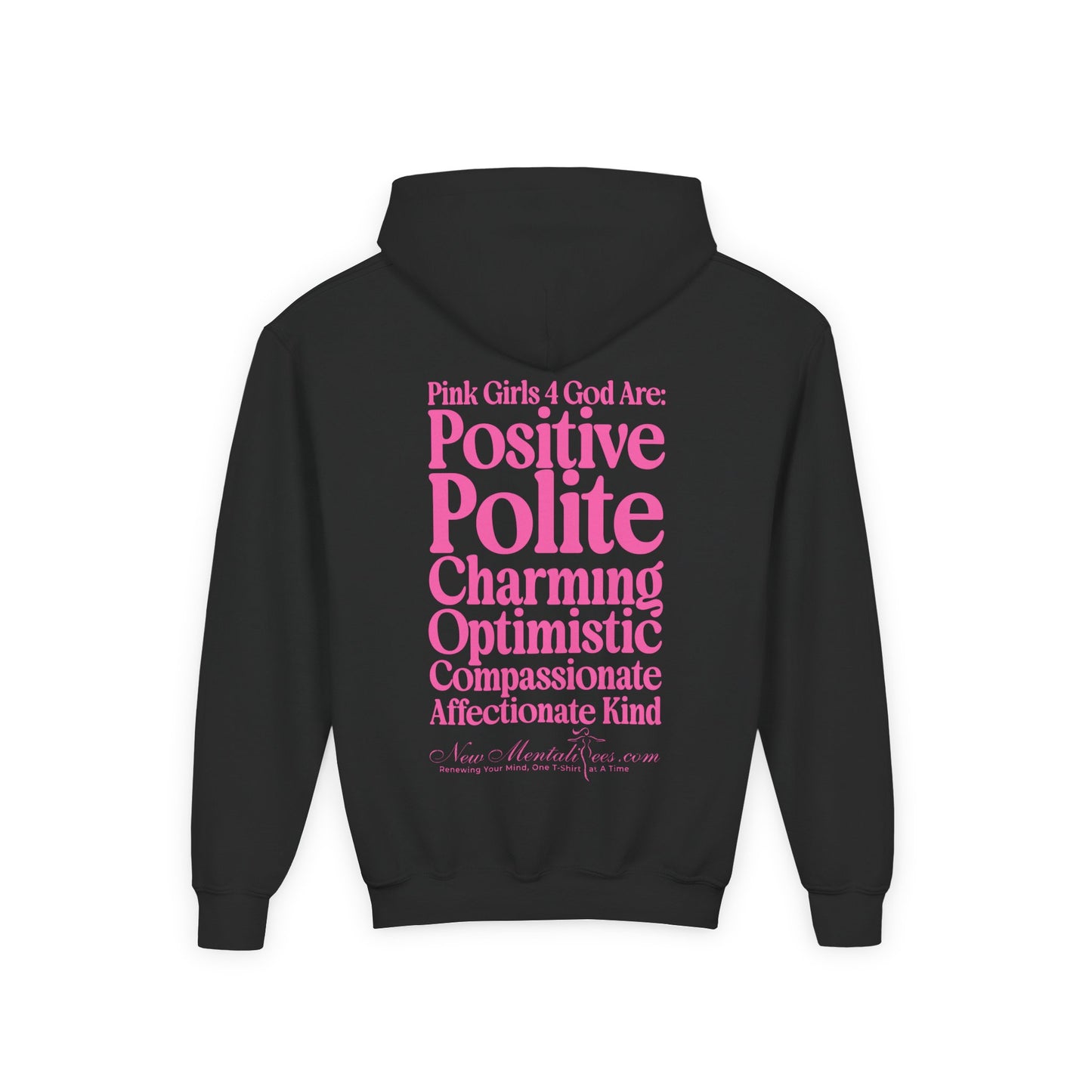 Pink Girls 4 God Youth Hoodie | Black Contrast