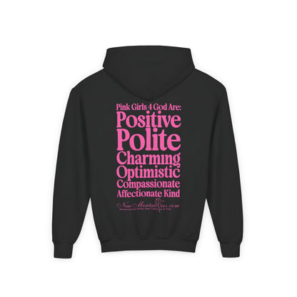 Pink Girls 4 God Youth Hoodie | Black Contrast