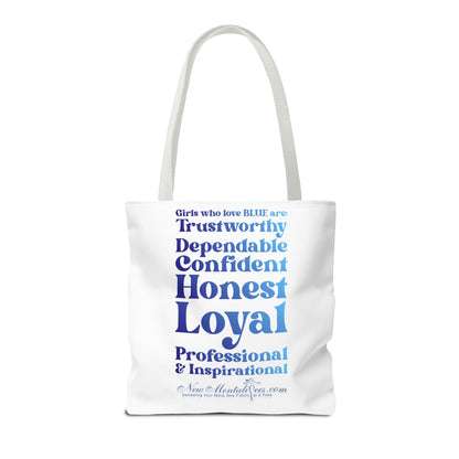 Blue Girl 4 Life Tote Bag - Cute White Bag for Women and Girls, Double Sided Inspirational Tote