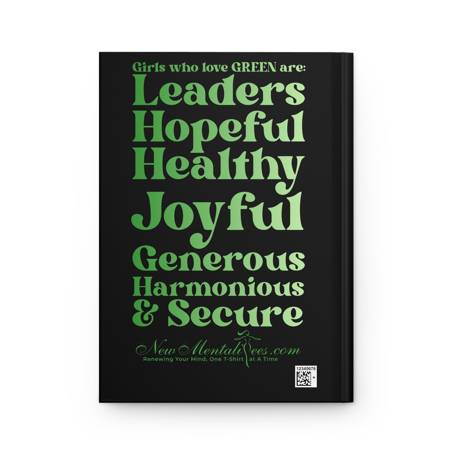 Green Girl 4 Life Black Matte Hardcover Journal – 150 Lined Pages | Inspirational Journal for Women & Girls | 5.75" x 8" Gift Notebook