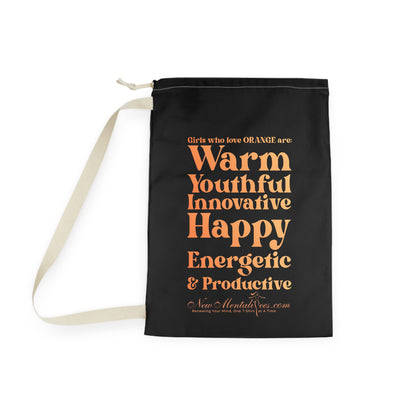 Orange Girl 4 Life Black Laundry Bag – Double-Sided Inspirational Orange Girl Laundry Sack | Spun Polyester Drawstring Bag