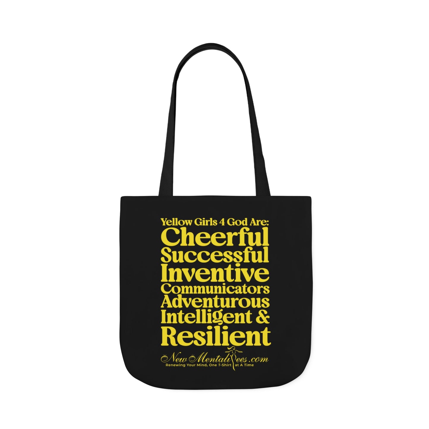 Black Contrast Yellow Girls 4 God Tote Bag - You Are Cheerful, Successful, Inventive, Communicators, Adventurous, Intelligent, and Resilient!