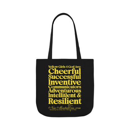Black Contrast Yellow Girls 4 God Tote Bag - You Are Cheerful, Successful, Inventive, Communicators, Adventurous, Intelligent, and Resilient!
