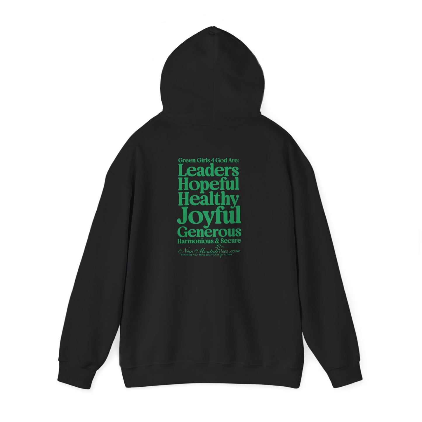 Green Girls 4 God Adult Hoodie | Black Contrast