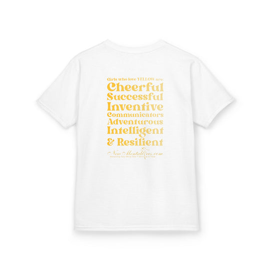 Yellow Girl 4 Life T-Shirt - Cute Youth White Graphic Tee, Positive Affirmation Shirt, Inspirational T-Shirt, Yellow Fashion Tee