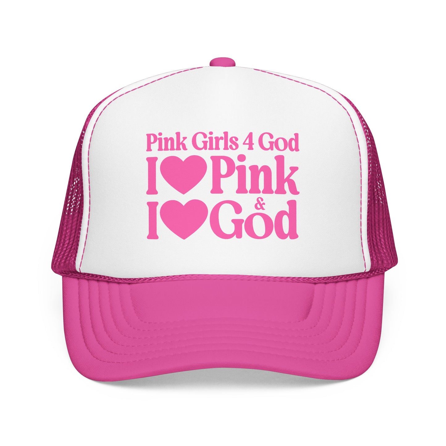 Pink Girls 4 God Adjustable Trucker Cap – Faith-Based Christian Hat for Women