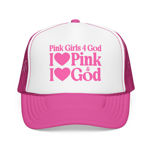 Pink Girls 4 God Adjustable Trucker Cap – Faith-Based Christian Hat for Women