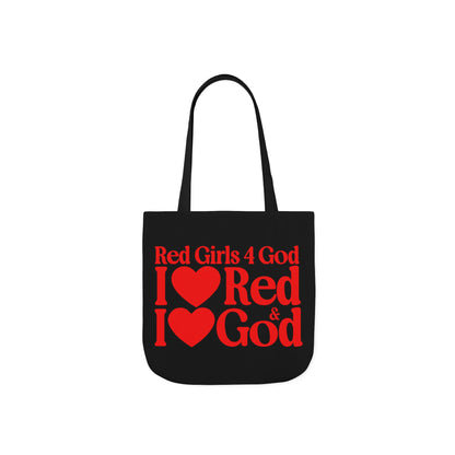 Black Contrast Red Girls 4 God Tote Bag - You are Loving, Passionate, Courageous, Confident, Strong, Enthusiastic, and Powerful!