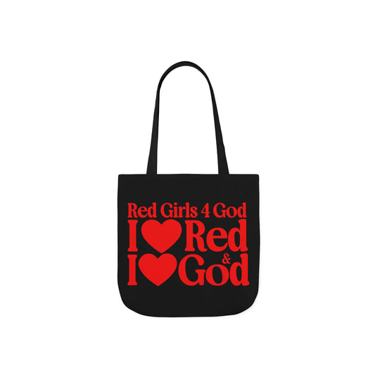 Black Contrast Red Girls 4 God Tote Bag - You are Loving, Passionate, Courageous, Confident, Strong, Enthusiastic, and Powerful!