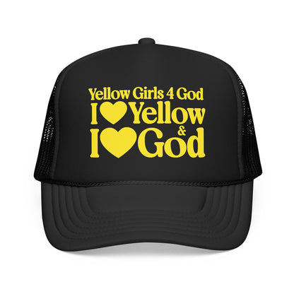 Yellow Girls 4 God Adjustable Trucker Cap – Faith-Based Christian Hat for Women