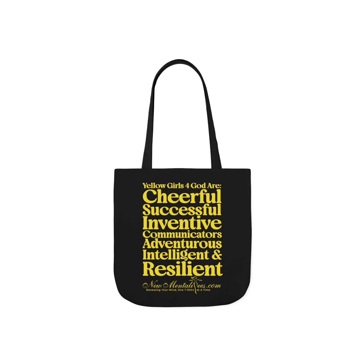 Black Contrast Yellow Girls 4 God Tote Bag - You Are Cheerful, Successful, Inventive, Communicators, Adventurous, Intelligent, and Resilient!