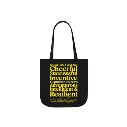 Black Contrast Yellow Girls 4 God Tote Bag - You Are Cheerful, Successful, Inventive, Communicators, Adventurous, Intelligent, and Resilient!