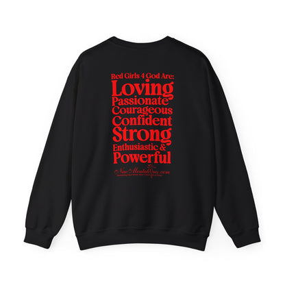 Red Girls 4 God Adult Sweatshirt | Black Contrast