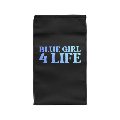 Blue Girl 4 Life Black Contrast Lunch Bag – Double-Sided Inspirational Blue Girl Lunch Tote | Insulated Lunch Bag | Girl Power Lunch Box