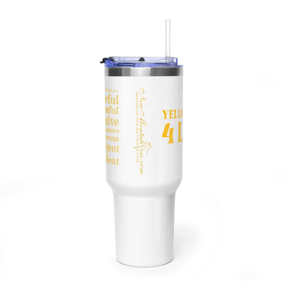 Yellow Girl 4 Life 40 oz White Tumbler - Cute, Yellow, Positive, Affirmation, Inspirational, Insulated Tumbler