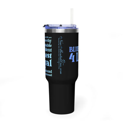Blue Girl 4 Life 40 oz Black Tumbler - Cute, Blue, Positive, Affirmation, Inspirational, Insulated Tumbler