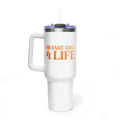 Orange Girl 4 Life 40 oz White Tumbler - Cute, Orange, Positive, Affirmation, Inspirational, Double Sided, Insulated Tumbler
