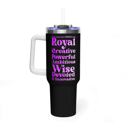 Purple Girl 4 Life 40 oz Black Tumbler - Cute, Purple, Positive, Affirmation, Inspirational, Insulated Tumbler