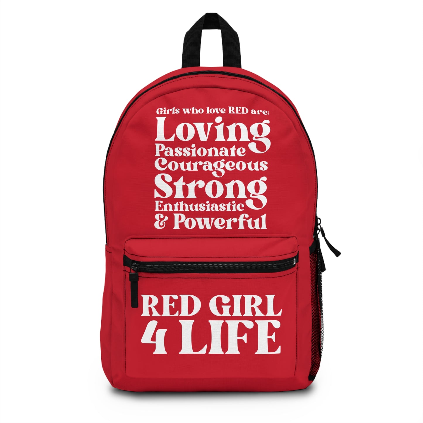 Red Girl 4 Life Backpack – Inspirational Girls School Backpack | Girl Power Bookbag | Lightweight Travel, School & Everyday Bag