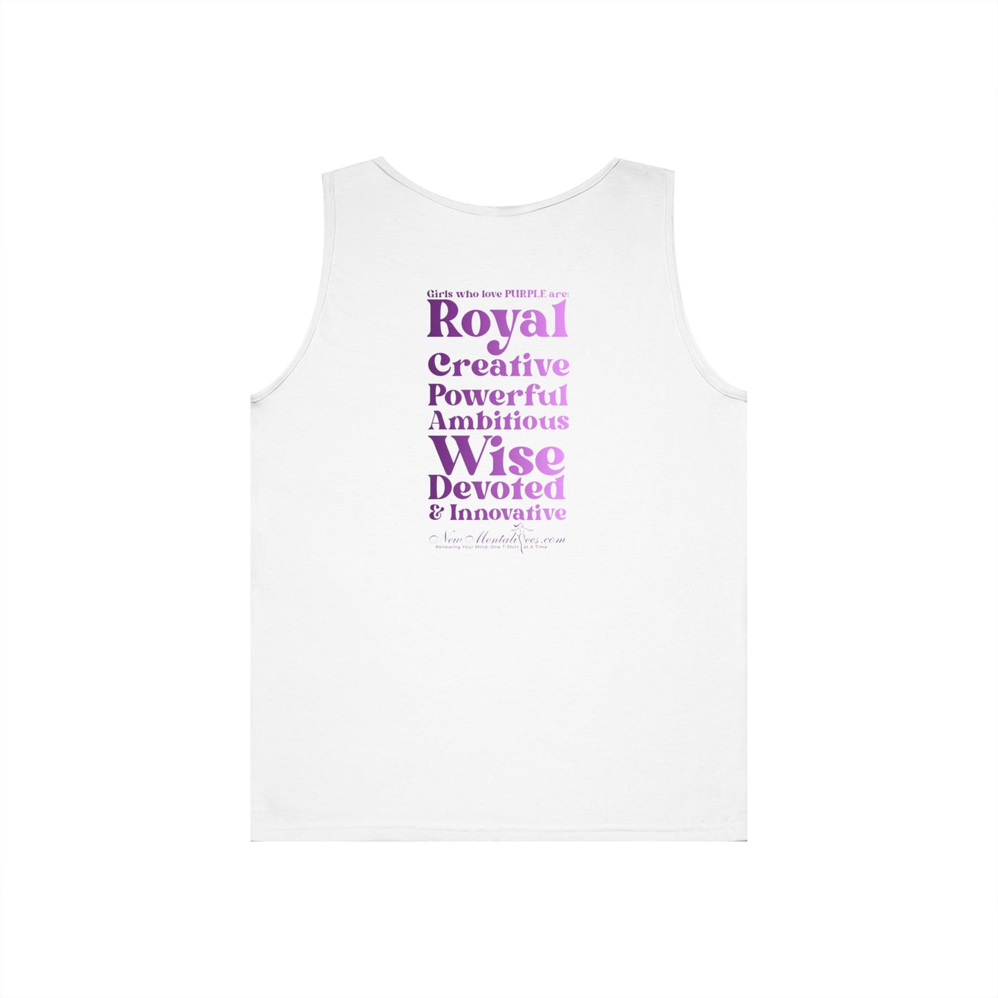 Purple Girl 4 Life Ladies Sleeveless White Tank Top | Double-Sided Graphic Tank | Inspirational Tank for Women (Unisex)