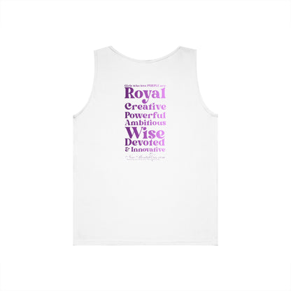 Purple Girl 4 Life Ladies Sleeveless White Tank Top | Double-Sided Graphic Tank | Inspirational Tank for Women (Unisex)