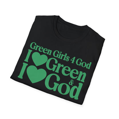Green Girls 4 God Adult T-shirt | Black Contrast