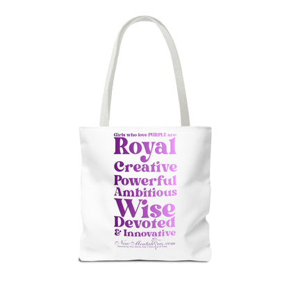 Purple Girl 4 Life Tote Bag - Cute White Bag for Women and Girls, Double Sided Inspirational Tote