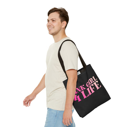 Pink Girl 4 Life Tote Bag - Cute Black Bag for Women and Girls, Double Sided Inspirational Tote