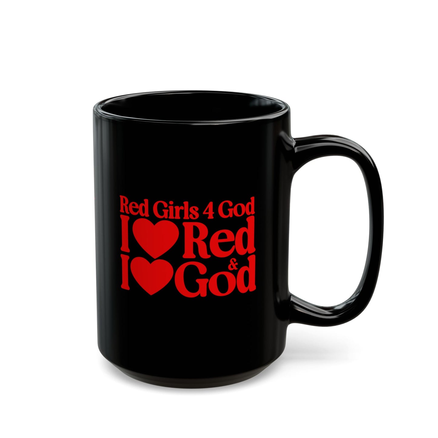 Red Girls 4 God Mug - Black Contrast Collection