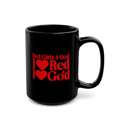 Red Girls 4 God Mug - Black Contrast Collection