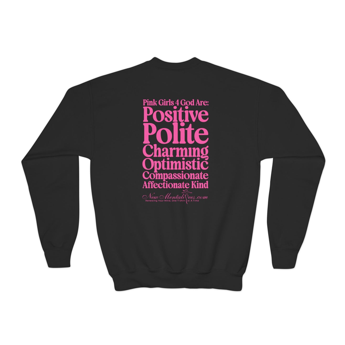 Pink Girls 4 God Youth Sweatshirt | Black Contrast