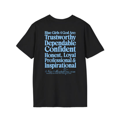 Blue Girls 4 God Adult T-shirt | Black Contrast