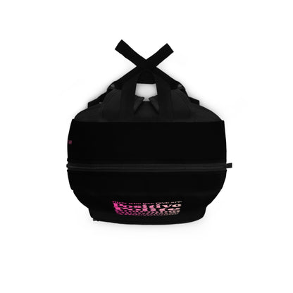 Pink Girl 4 Life Black Contrast Backpack – Inspirational Girls School Backpack | Girl Power Bookbag | Lightweight Travel & School Bag