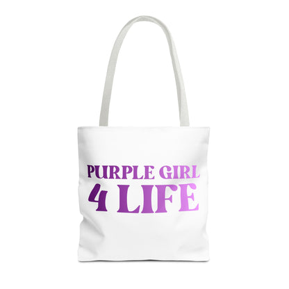 Purple Girl 4 Life Tote Bag - Cute White Bag for Women and Girls, Double Sided Inspirational Tote