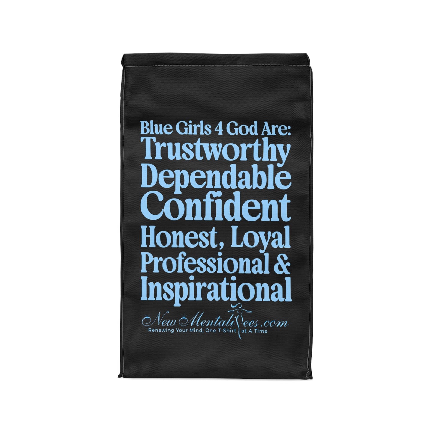 Blue Girls 4 God Black Contrast Lunch Tote – Double-Sided Inspirational Faith Lunch Bag | Insulated Lunch Bag | Gift for Girls & Women