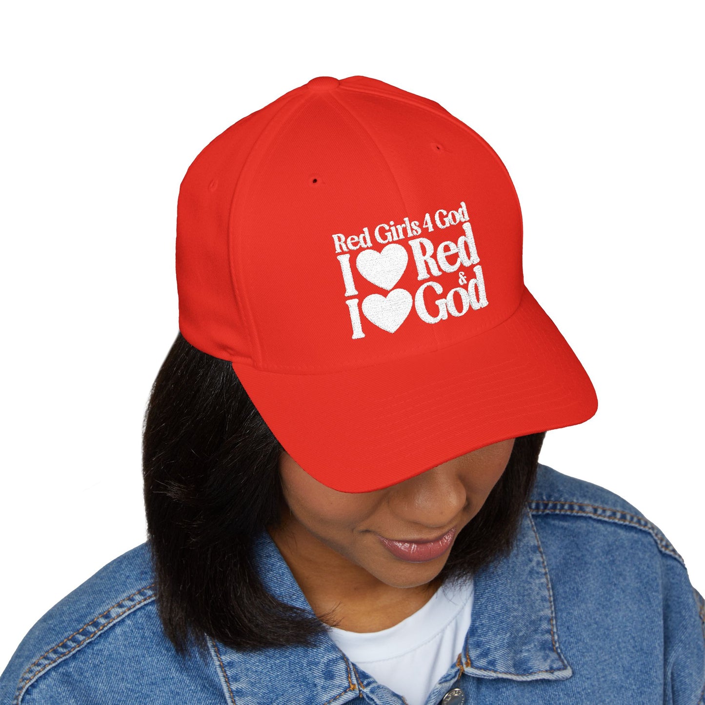 Red Girls 4 God Embroidered Adjustable Baseball Cap – Radiant Red Faith-Based Adult Sized Hat