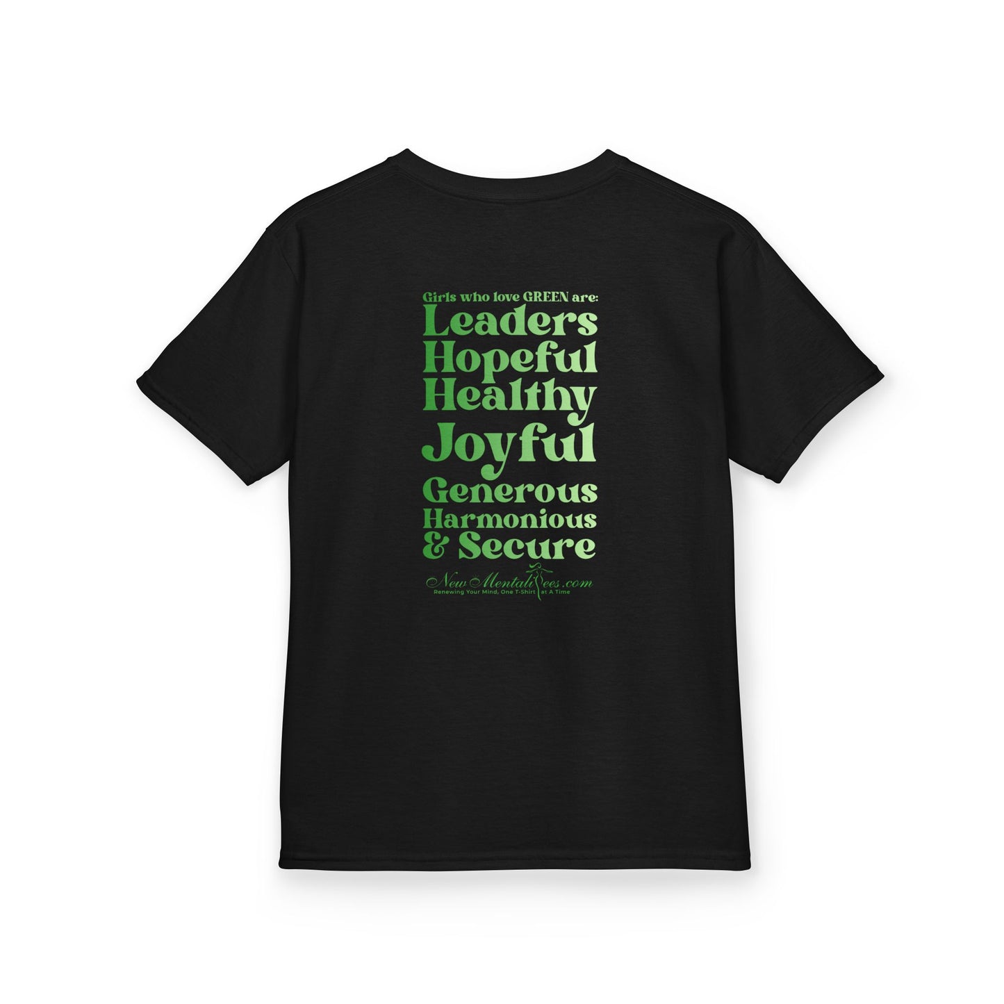 Green Girl 4 Life T-Shirt - Cute Youth Black Graphic Tee, Positive Affirmation Shirt, Inspirational T-Shirt, Green Fashion Tee