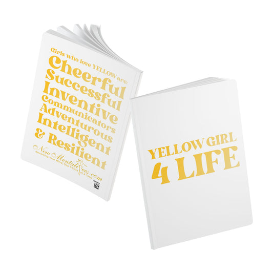 Yellow Girl 4 Life (White) Softcover Journal – Double-Sided Inspirational Journal | 100 or 200 Pages | Notebook for Girls & Women Who Love Yellow