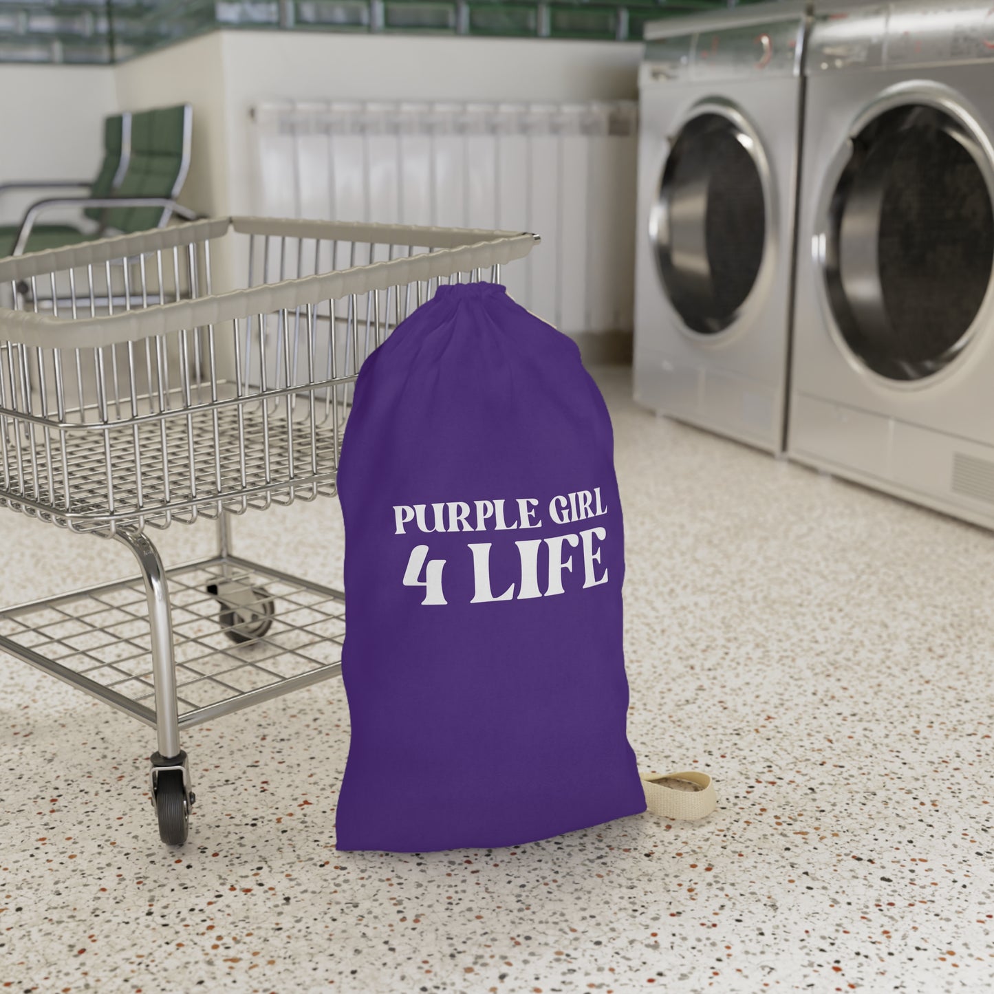 Purple Girl 4 Life Laundry Bag – Double-Sided Inspirational Purple Girl Laundry Sack | Spun Polyester Drawstring Bag