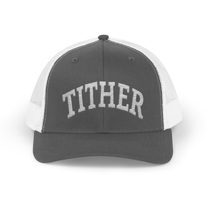 Tither Collegiate Cap | Embroidered Christian Baseball Hat, Unisex Adjustable Faith-Based Cap, Tithing Lifestyle Hat, Church Wear