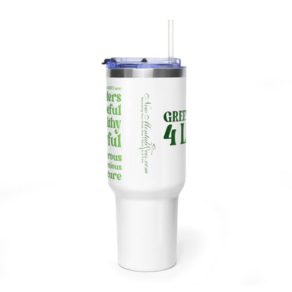 Green Girl 4 Life 40 oz White Tumbler - Cute, Green, Positive, Affirmation, Inspirational, Double Sided, Insulated Tumbler