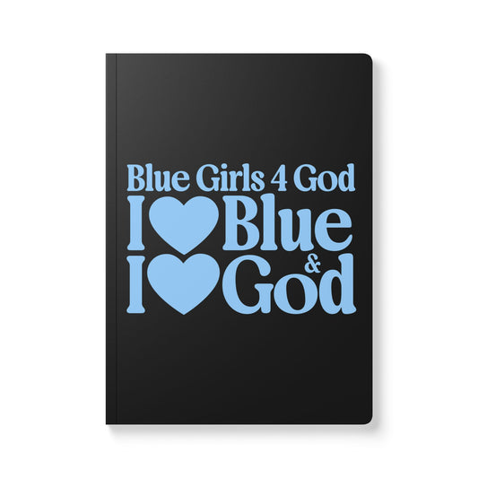 Blue Girls 4 God Black Contrast Softcover Journal – Double-Sided Inspirational Faith Journal | 100 or 200 Pages | Notebook for Girls & Women Who Love God