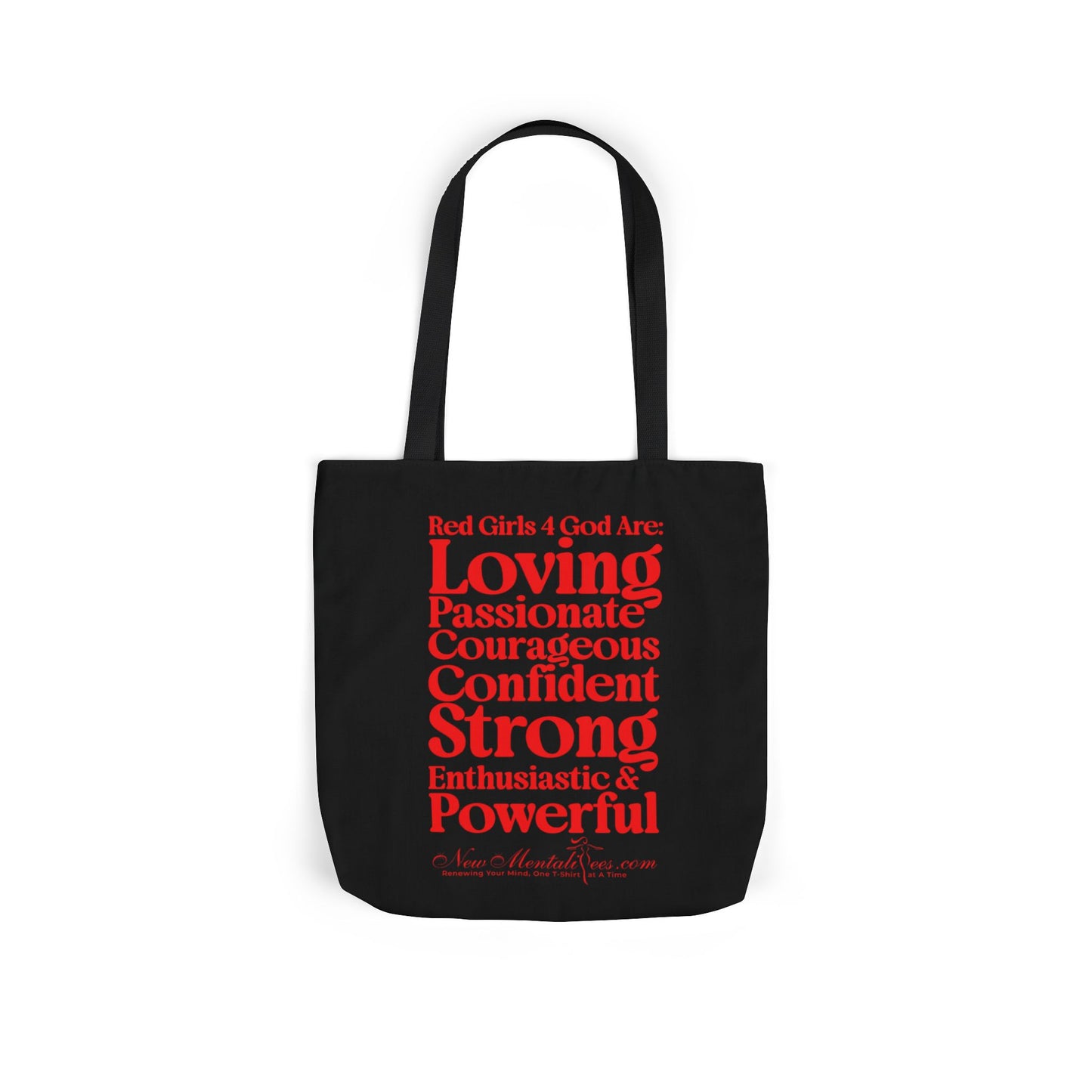 Black Contrast Red Girls 4 God Tote Bag - You are Loving, Passionate, Courageous, Confident, Strong, Enthusiastic, and Powerful!