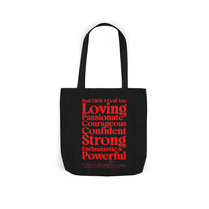 Black Contrast Red Girls 4 God Tote Bag - You are Loving, Passionate, Courageous, Confident, Strong, Enthusiastic, and Powerful!