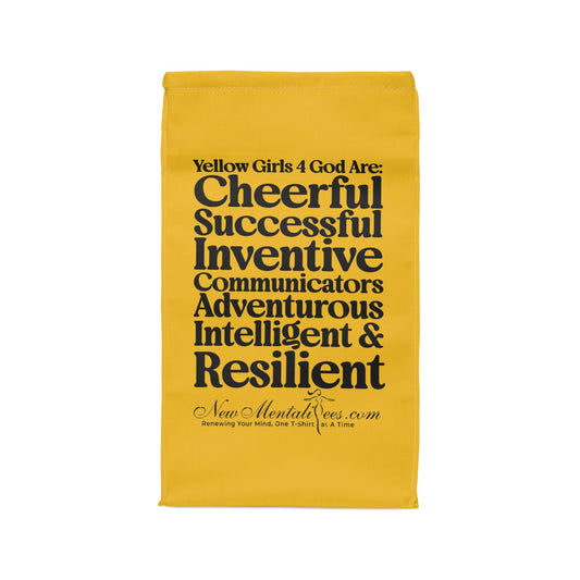 💛 Yellow Girls 4 God Lunch Tote – Double-Sided Inspirational Faith Lunch Bag | Insulated Lunch Bag | Gift for Girls & Women