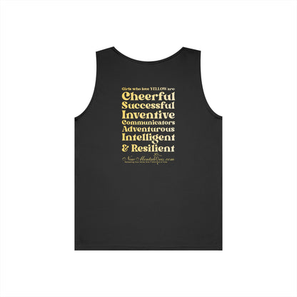 💛 Yellow Girl 4 Life Ladies Black Tank Top | Double-Sided Graphic Tank | Inspirational Sleeveless Tank for Women (Unisex)