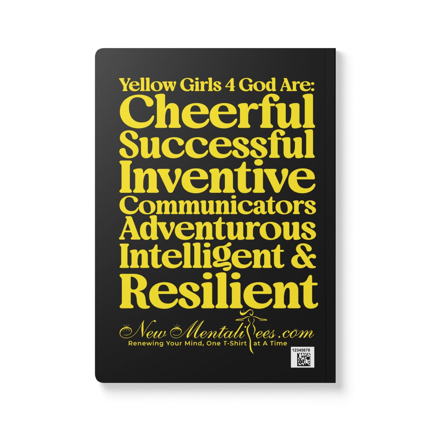 Yellow Girls 4 God Black Contrast Softcover Journal – Double-Sided Inspirational Faith Journal | 100 or 200 Pages | Notebook for Girls & Women Who Love God
